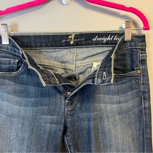 74AM Jeans 7 for All Mankind Straight Leg Denim Medium Wash Sz 28 EUC - Picture 5 of 10